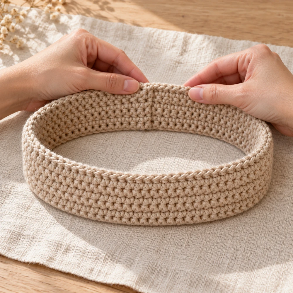 Bandeau beige simple, sans torsion, présenté dans le PDF